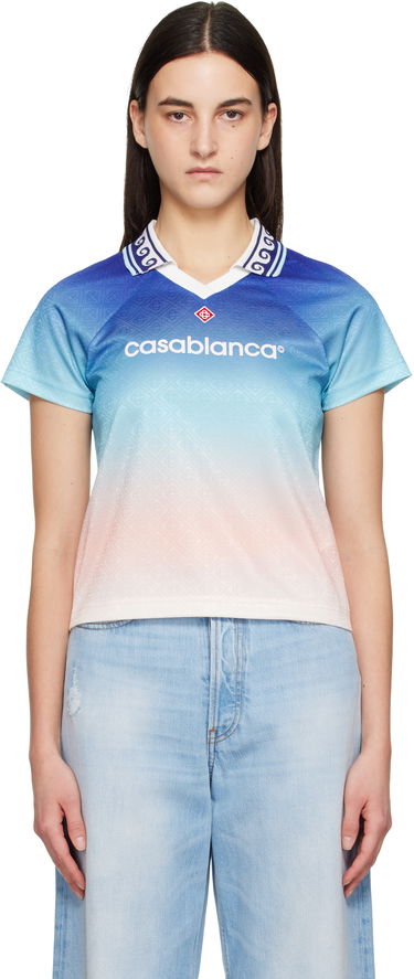 Polotröja Casablanca Casablanca Jacquard Monogram Football T-Shirt Blå | WPS25-JTP-302-02, 0