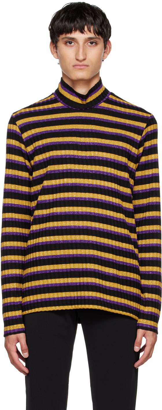 T-shirt Anna Sui Striped Long Sleeve T-Shirt Svart | M722G20