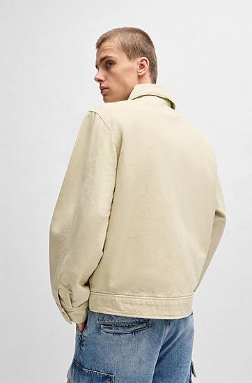 Jacka BOSS Regular-Fit Cotton Canvas Jacket Beige | 50530589, 1