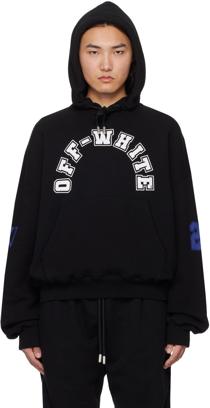 Sweatshirt Off-White Black Printed Hoodie Svart | OMBB118S24FLE0051001