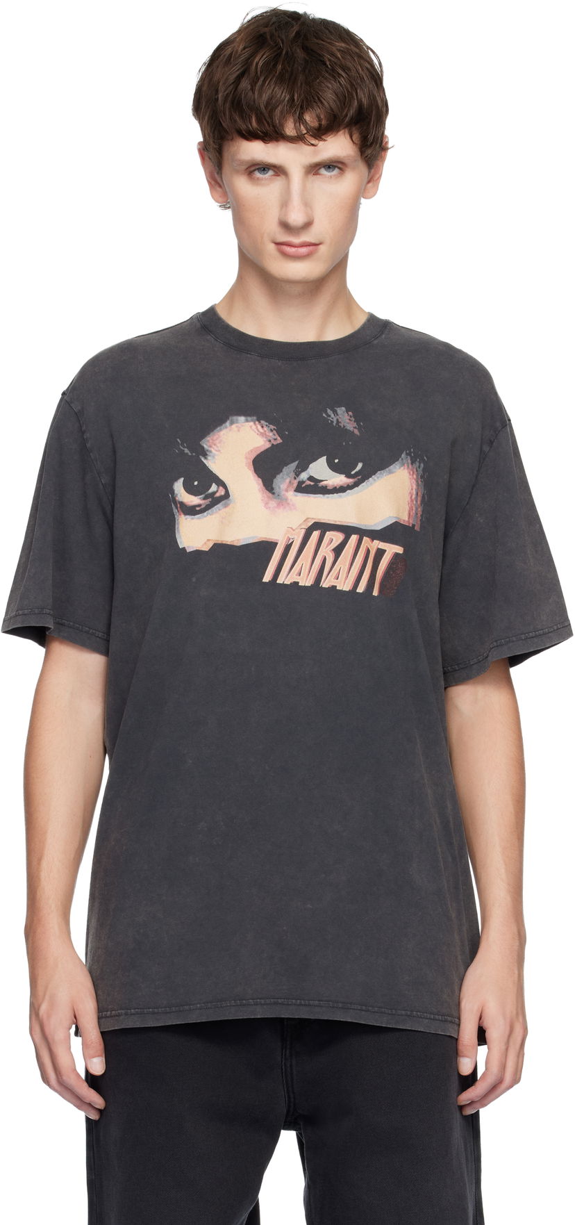 T-shirt ISABEL MARANT Hugo Graphic Print Crewneck T-shirt Svart | 25ATS0149HA-C3N05H