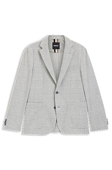 Jacka BOSS Slim Fit Checked Stretch Blazer Grå | 50551598, 0