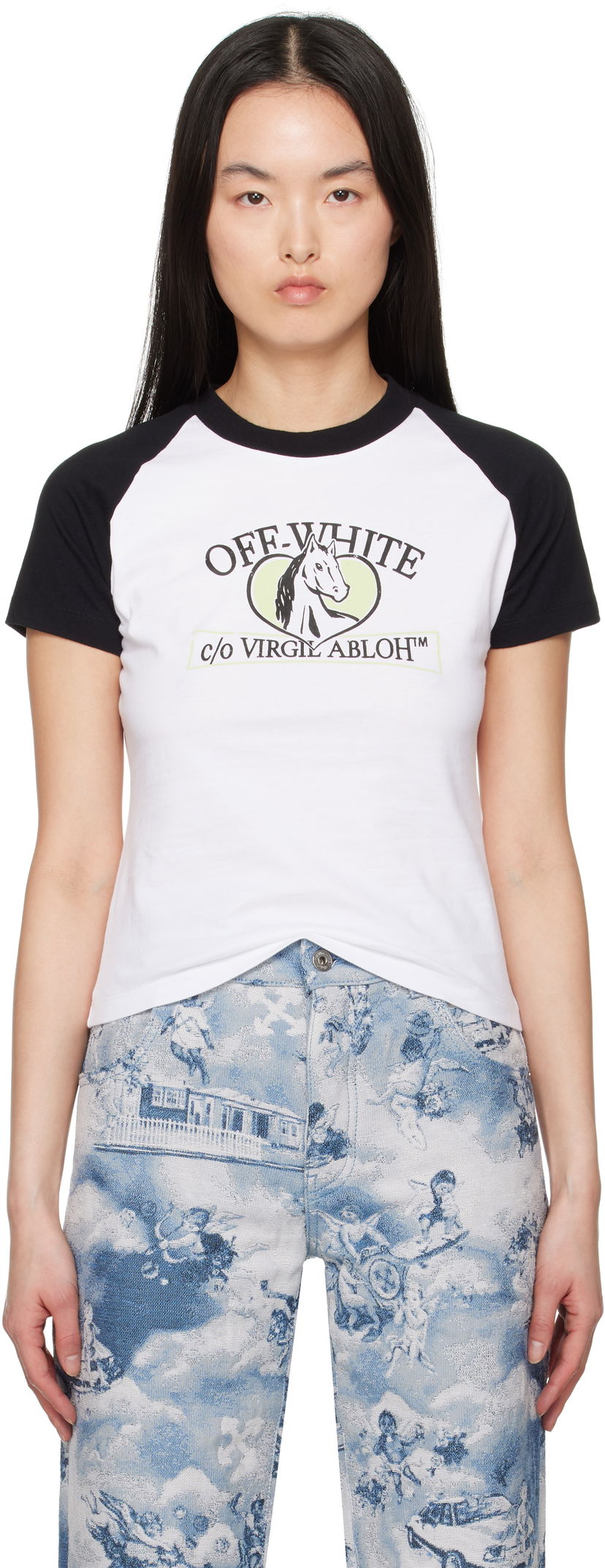 T-shirt Off-White Off-White Horse Billboard Raglan T-Shirt Vit | OWAA137S25JER0010110