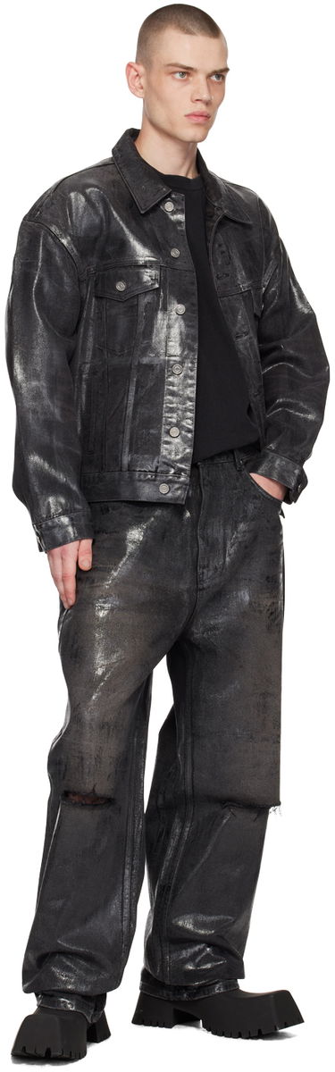 Jacka We11done We11done Foil Coated Trucker Denim Jacket Svart | WD-DJ1-23-318-U-BK, 3