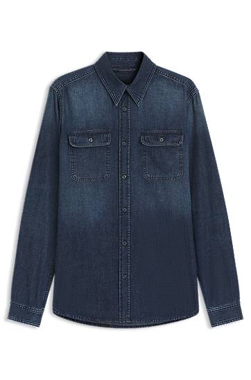 Skjorta BOSS BECKHAM Ombre Denim Shirt Blå | 50554944