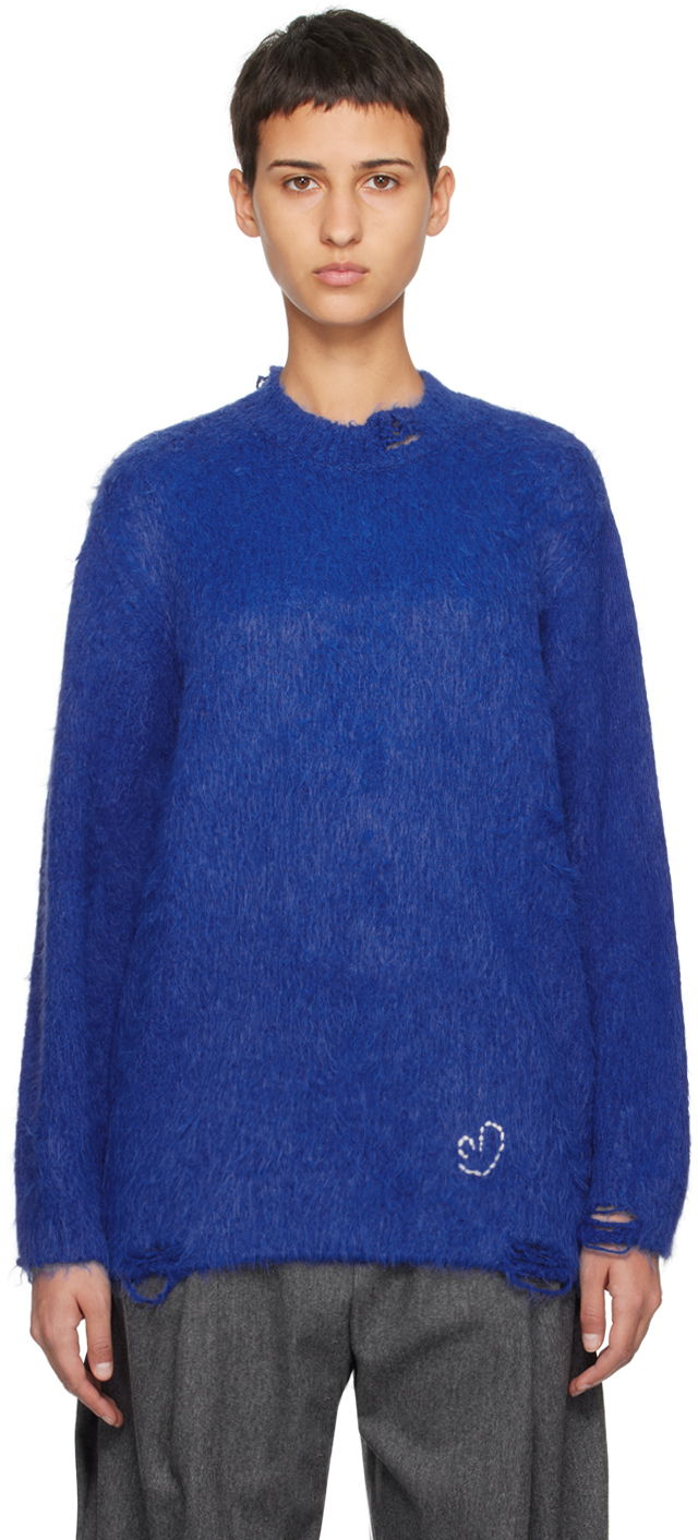 Sweater ADER ERROR Rous Distressed Knit Sweater Blå | BMADFWKT0304BL