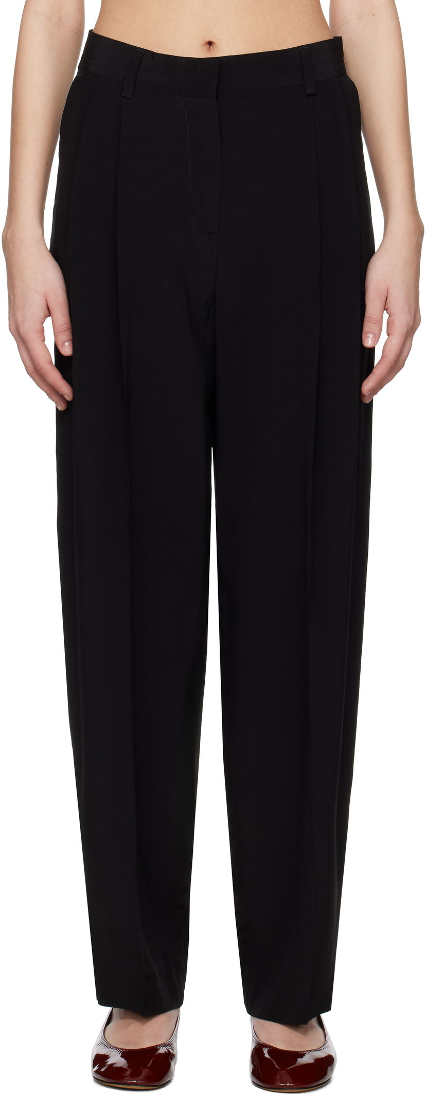 Byxor TOTEME TOTEME Double-Pleat Straight Trousers Svart | 252-WRB0289-FB0378