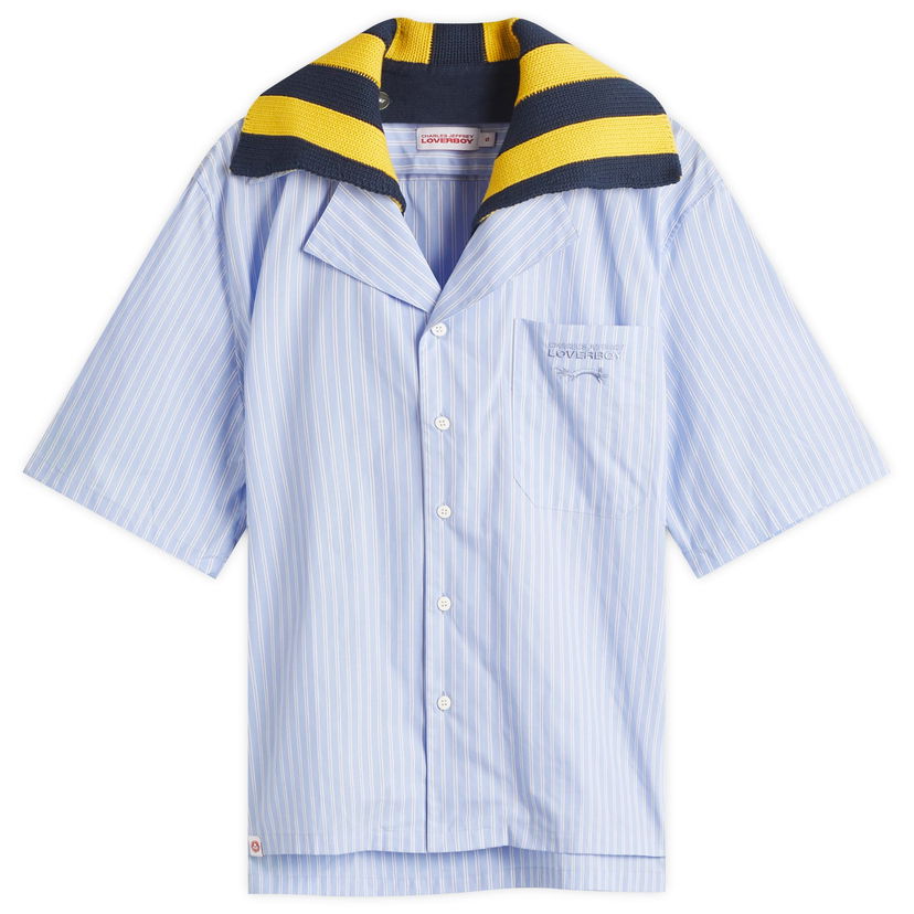 Skjorta Charles Jeffrey Loverboy Charles Jeffrey Loverboy Hawaiian Shirt With Knit Collar Blå | 054070101