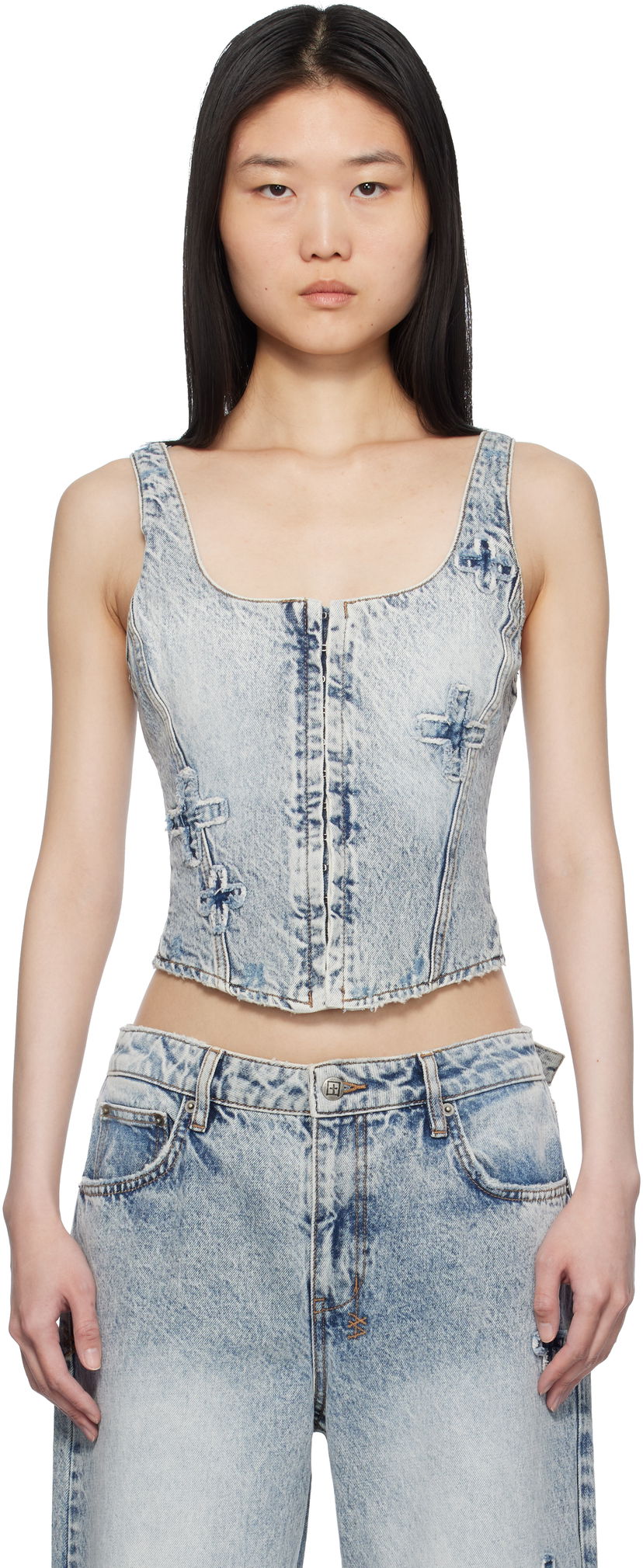 Linne Ksubi Ksubi Gigi Bustier Klassic Kraftwerk Denim Tank Top Blå | WPS25FT002