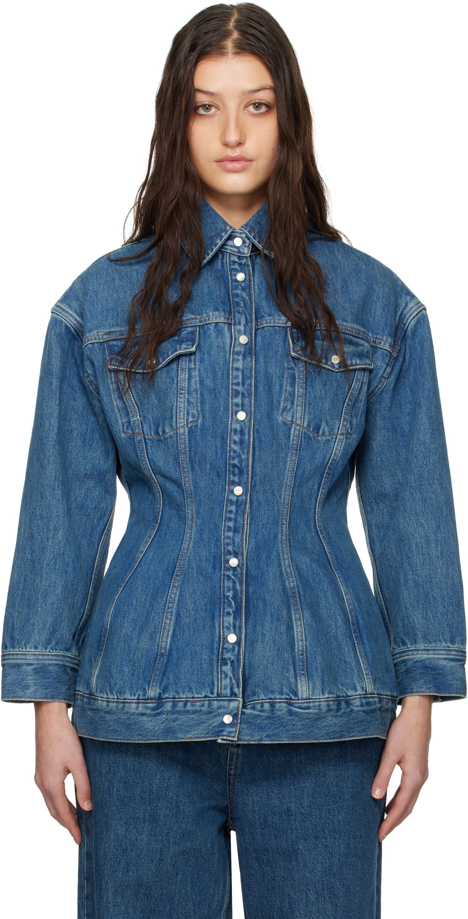 Jacka WARDROBE.NYC WARDROBE.NYC Contour Denim Jacket Blå | W6001F24DE, 0