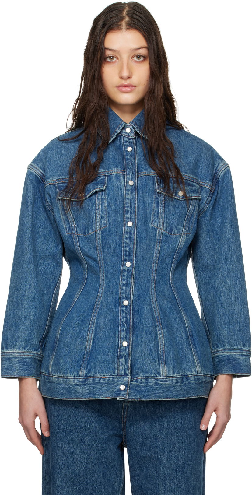 Jacka WARDROBE.NYC WARDROBE.NYC Contour Denim Jacket Blå | W6001F24DE
