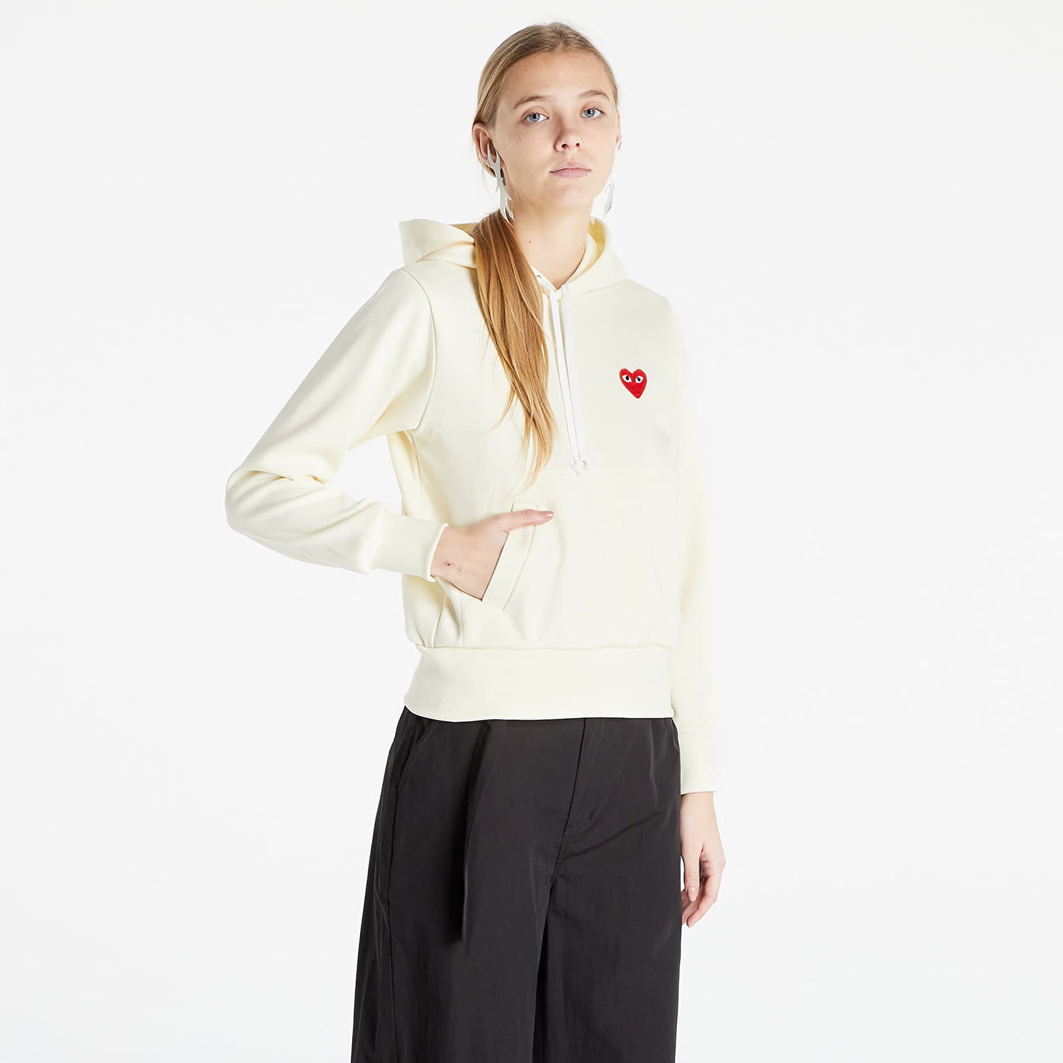 Sweatshirt Comme des Garçons PLAY Sweatshirt Knit Hoodie Gul | AZT173 Ivory, 0