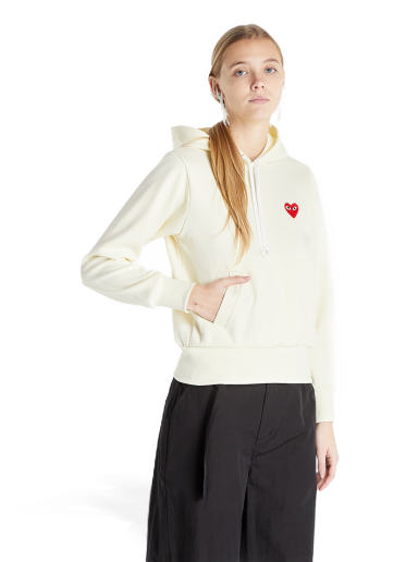 Sweatshirt Comme des Garçons PLAY Sweatshirt Knit Hoodie Gul | AZT173 Ivory