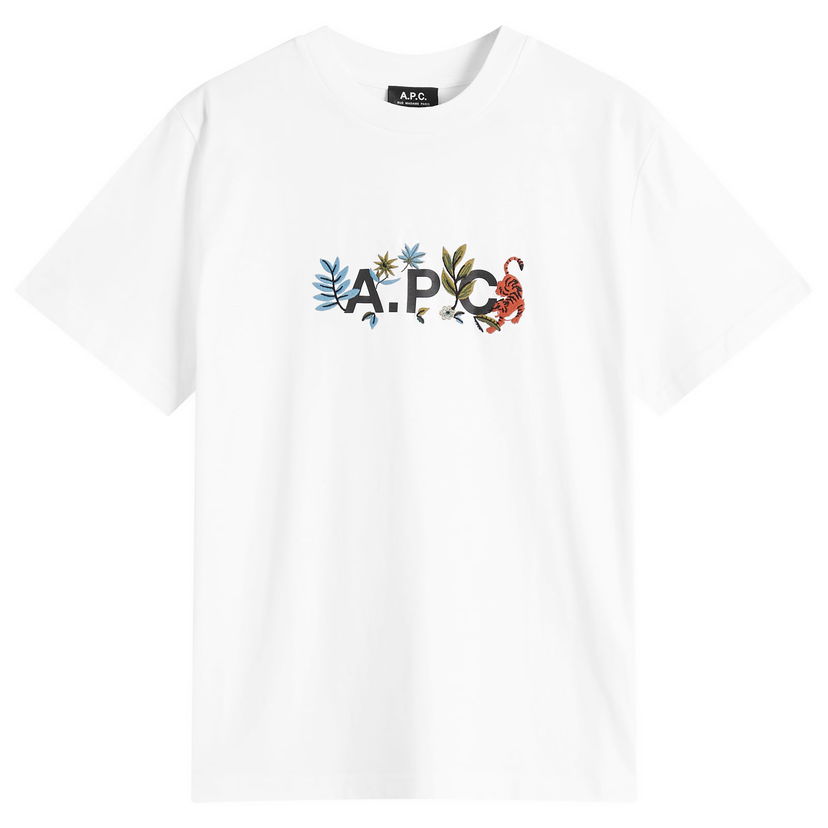 T-shirt A.P.C. Men's Auguste Nature Logo T-Shirt, Size Medium Vit | COBQX-M26497-AAB
