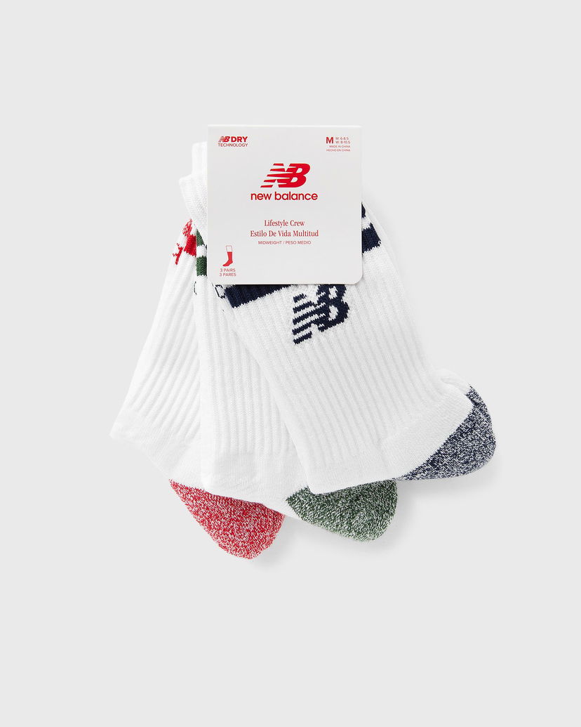 Strumpor New Balance Midweight Crew Socks 3 Pairs Vit | LAS35210-AS1