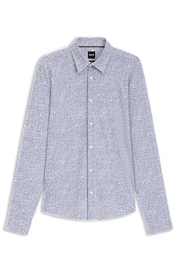 Skjorta BOSS Slim-Fit Performance-Stretch Printed Shirt Blå | 50545269
