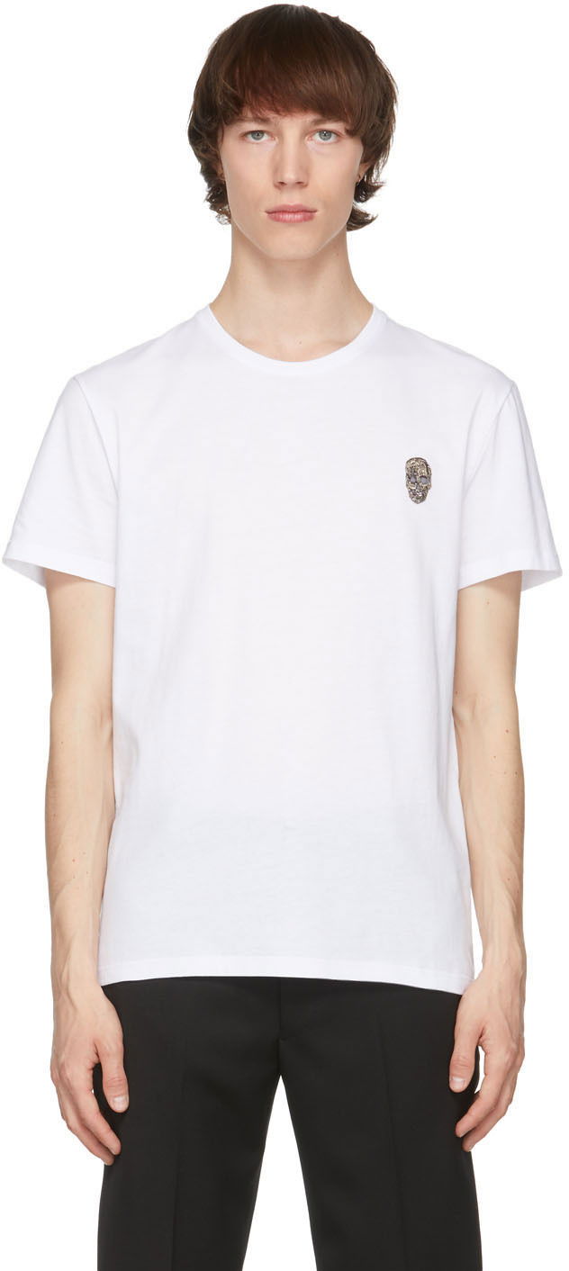 T-shirt Alexander McQueen Alexander McQueen Skull Badge T-Shirt Vit | 662486QRX04