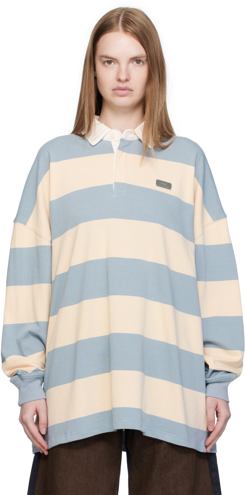 Polotröja Ksubi Ksubi Rugged Ruby Striped Long Sleeve Polo Blå | WFA25TE023