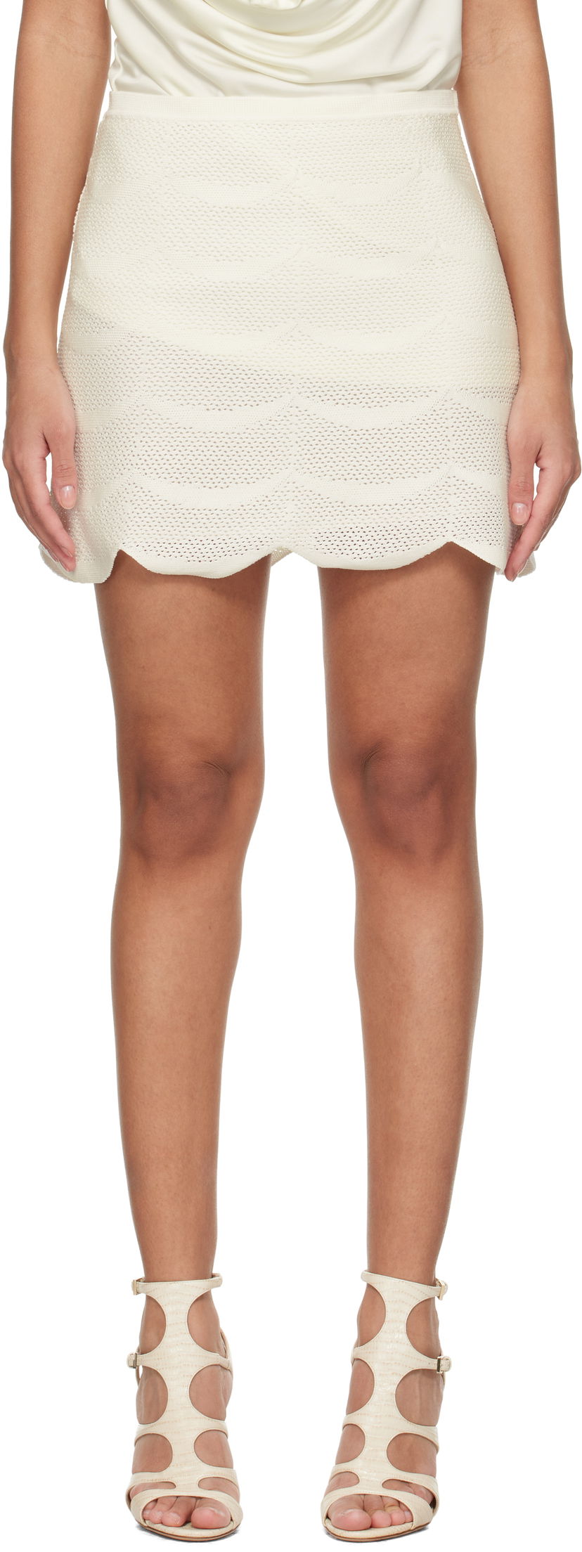 Kjol Tom Ford Tom Ford Crescent Silk Cotton Mesh Miniskirt Vit | GCK215-YAX844