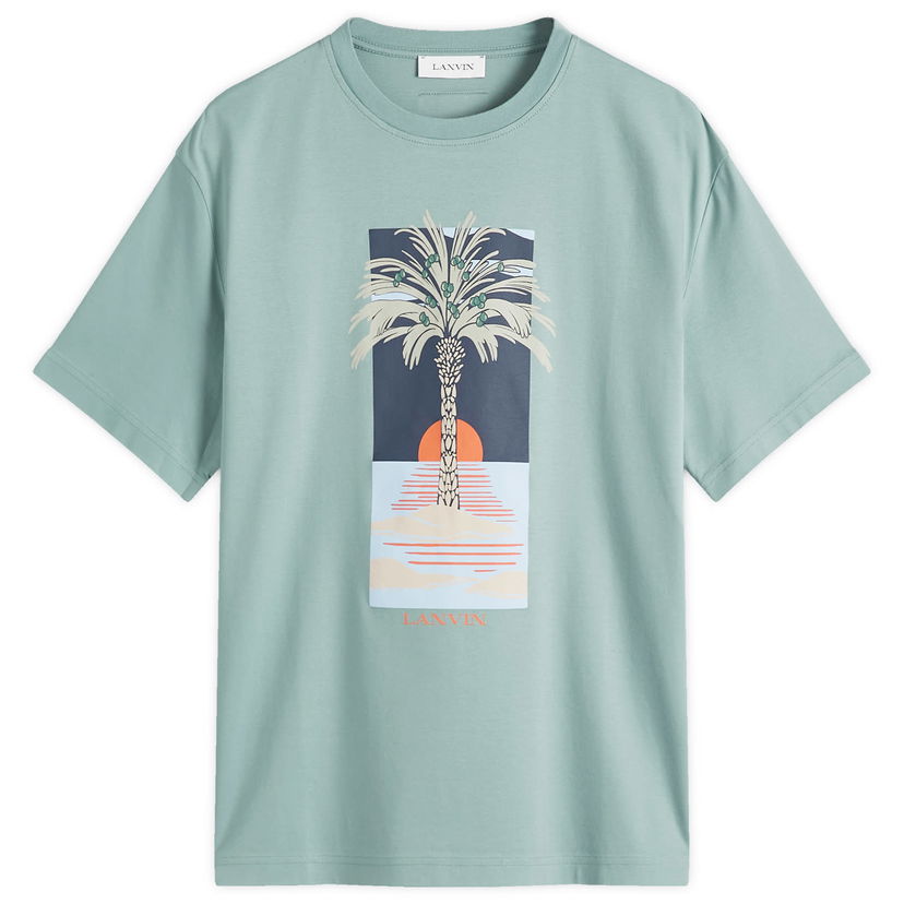T-shirt LANVIN Lanvin Men's Palm Tree Graphic T-Shirt Grön | RM-TS0115-J173-P25-414