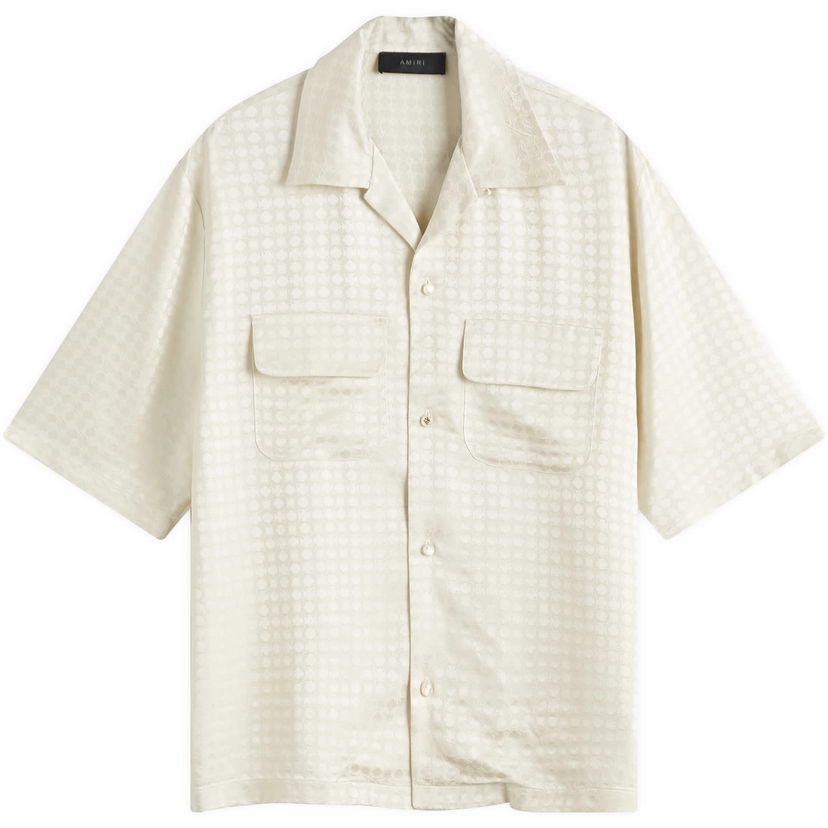 Skjorta AMIRI Quad Jacquard Camp Shirt Vit | AMSTCA1070-271