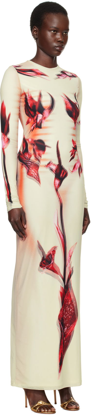 Klä Jean Paul Gaultier Jean Paul Gaultier 'The Flower Body Morphing Marinière' Maxi Dress Beige | 25/33-F-RO371-T581-422030, 1