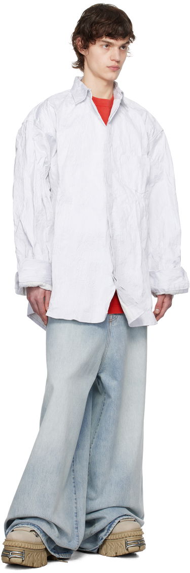 Skjorta VETEMENTS Vetements Runway Metalized Wrinkled Shirt Vit | UA66SH110W, 3