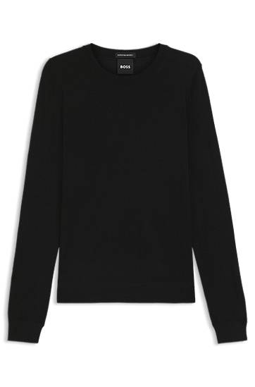 Sweater BOSS BOSS Superfine Merino Wool Crew-Neck Sweater Svart | 50544987