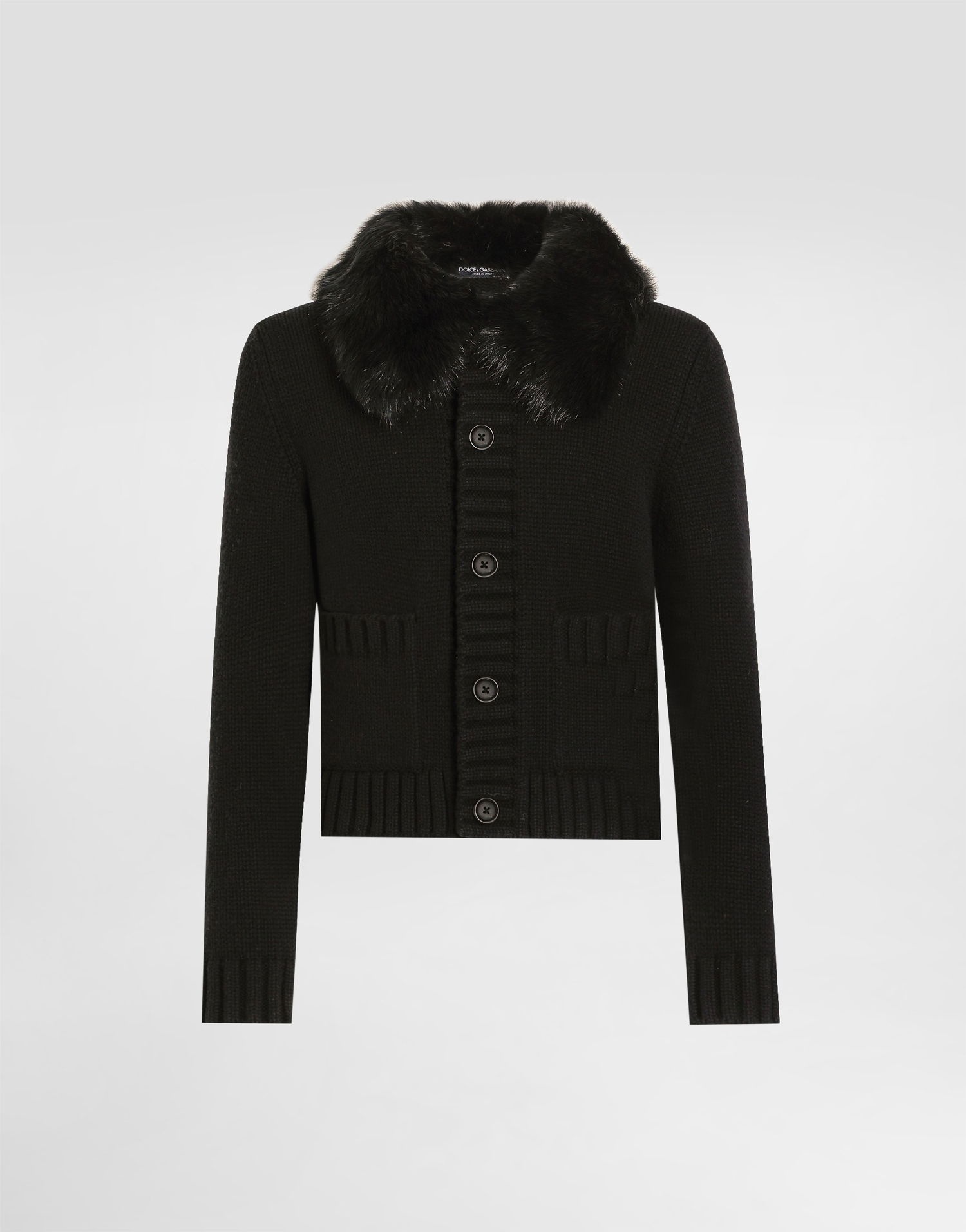 Jacka Dolce & Gabbana Dolce & Gabbana Wool Jacket with Faux Fur Collar Svart | GXVD3ZJDVBZN0000, 0