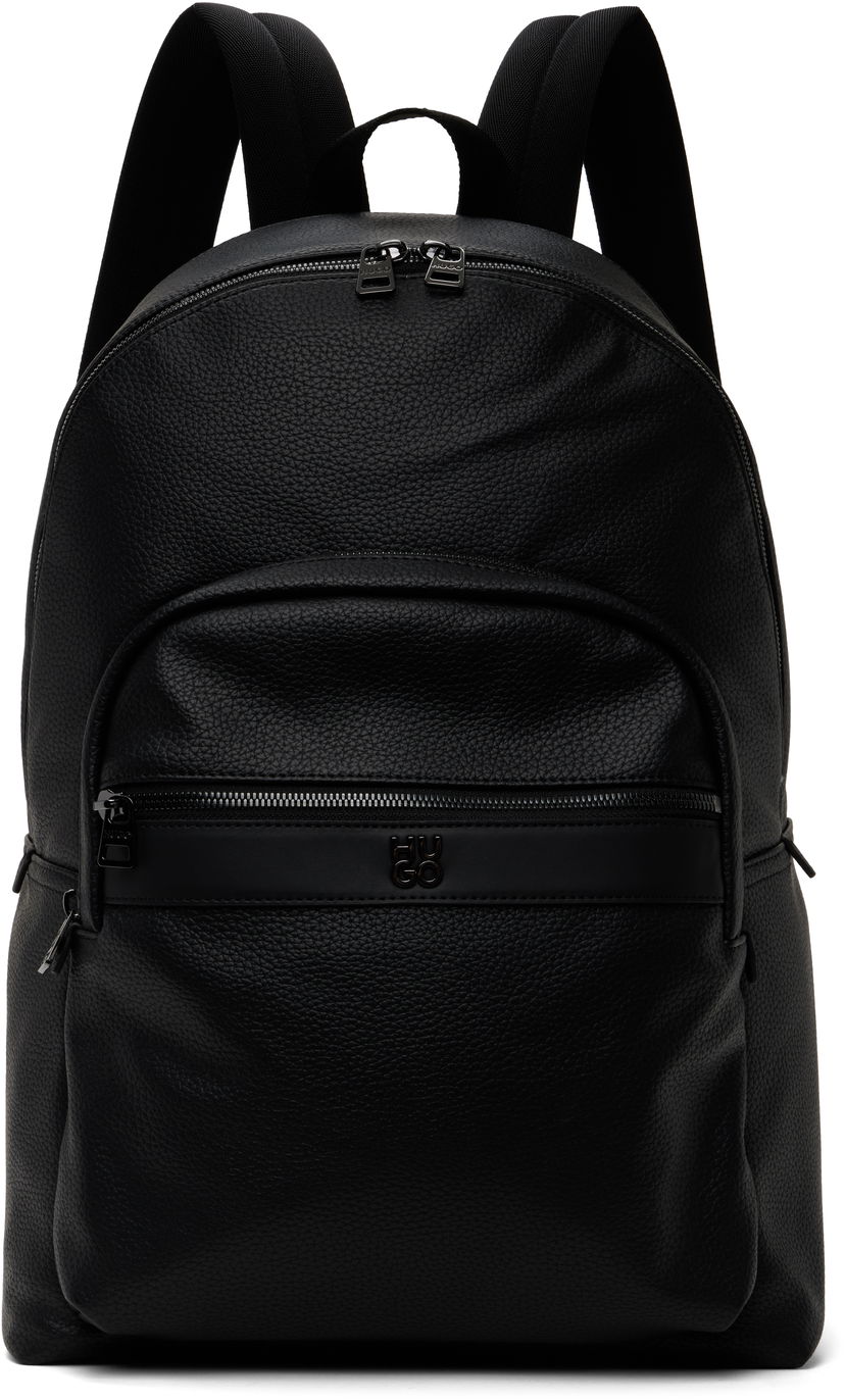 Ryggsäck BOSS Logo Hardware Faux-Leather Backpack Svart | 50547423