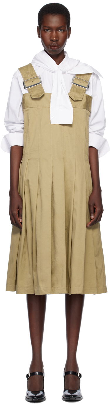 Klä Comme des Garçons Comme des Garçons Cotton Twill Midi Dress Beige | RO-A006-051, 0