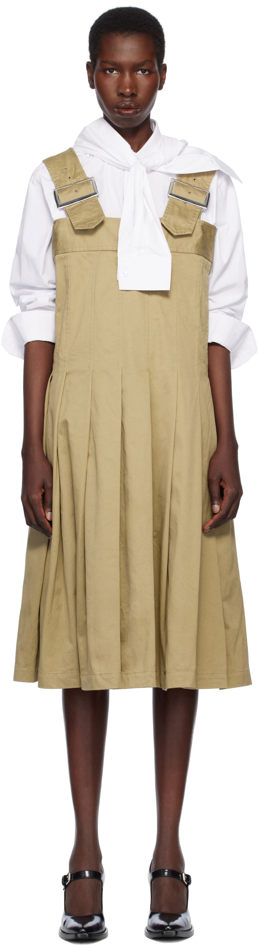 Klä Comme des Garçons Comme des Garçons Cotton Twill Midi Dress Beige | RO-A006-051