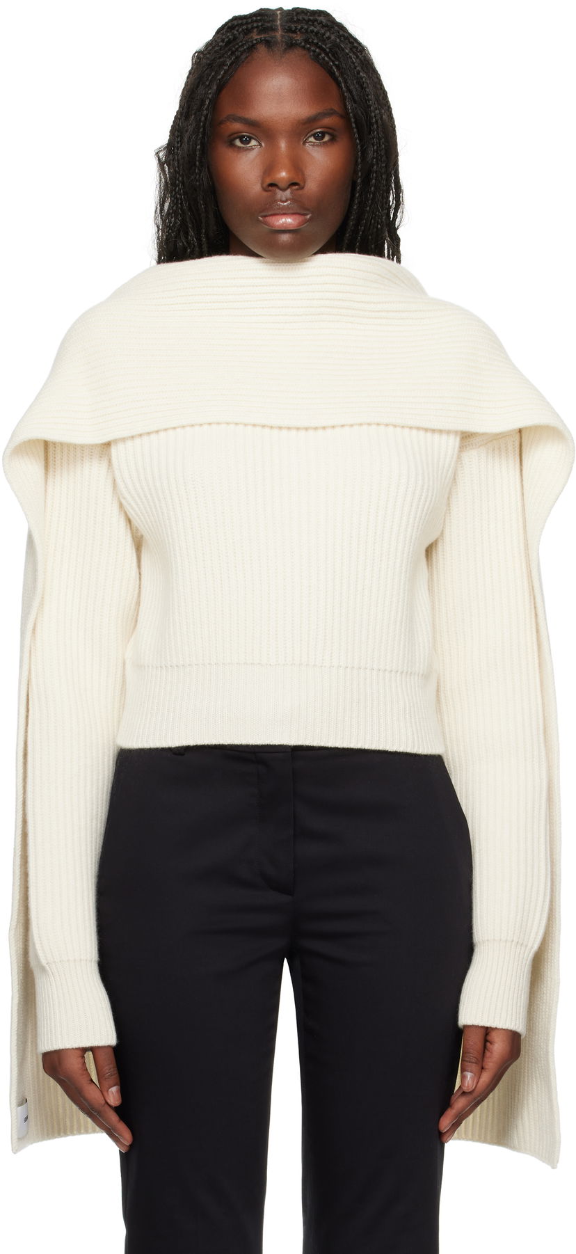 Sweater Erdem Draped Cowl Neck Sweater Vit | AW24_W1KT5_IVCAK