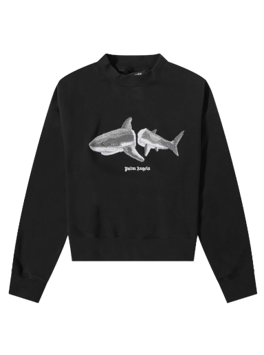 Sweatshirt Palm Angels Shark Crew Sweat Svart | PMBA026C99FLE0041009