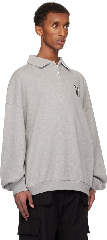 Sweater We11done We11done Pearl Logo Polo Sweatshirt Grå | WD-TS3-24-739-U-MG, 1