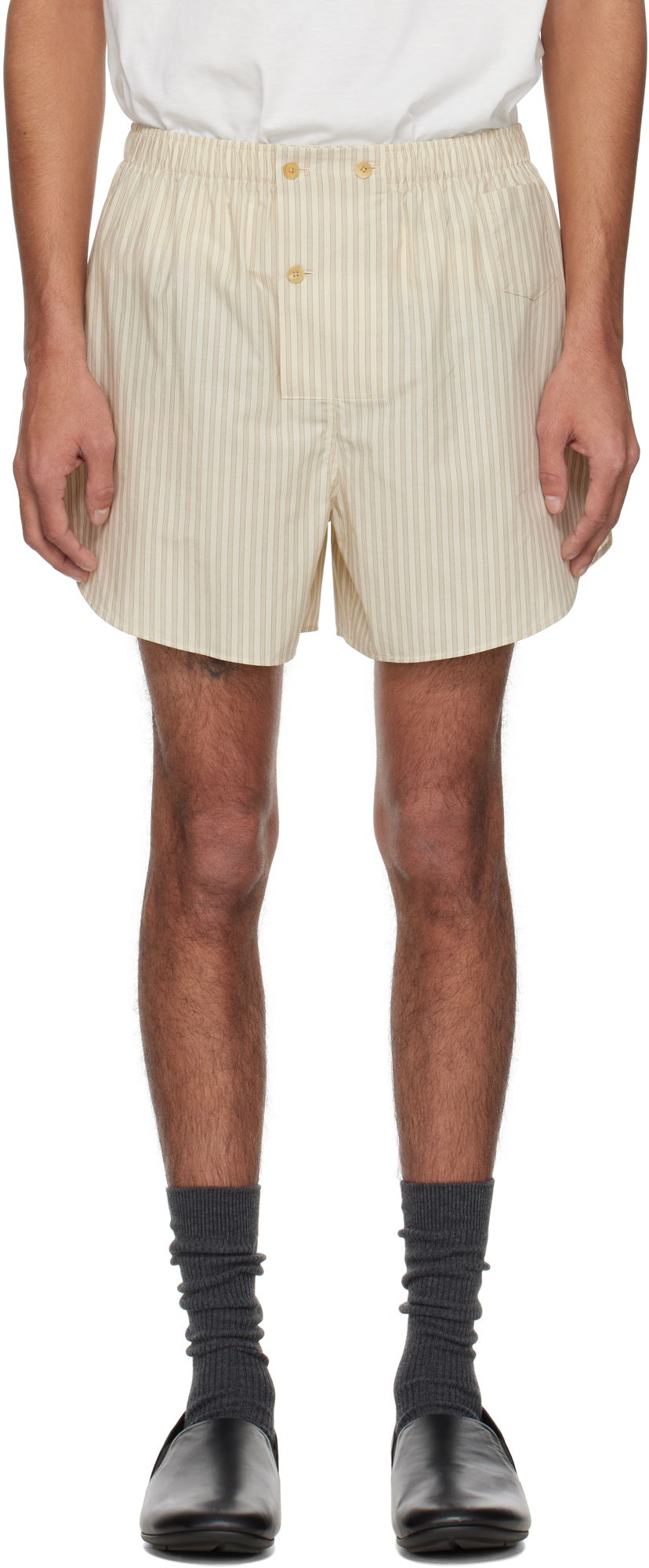 Boxare The Row The Row Nicasio Striped Shorts Beige | 892-W3585