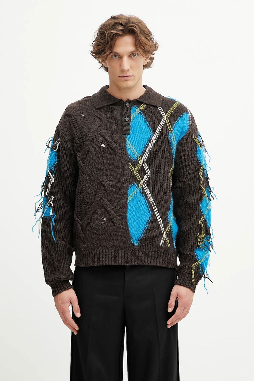 Sweater Andersson Bell Andersson Bell Argyle Fisherman Polo Sweater Brun | atb1346m