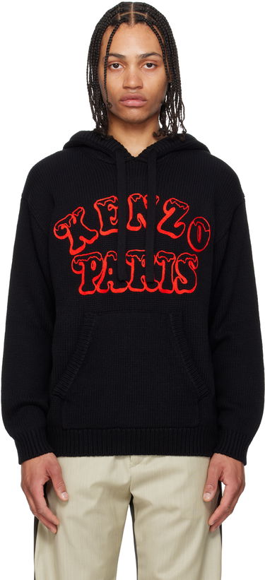 Sweatshirt KENZO Kenzo Paris VERDY Edition Knitted Hoodie Svart | FF58PU7103CJ, 0