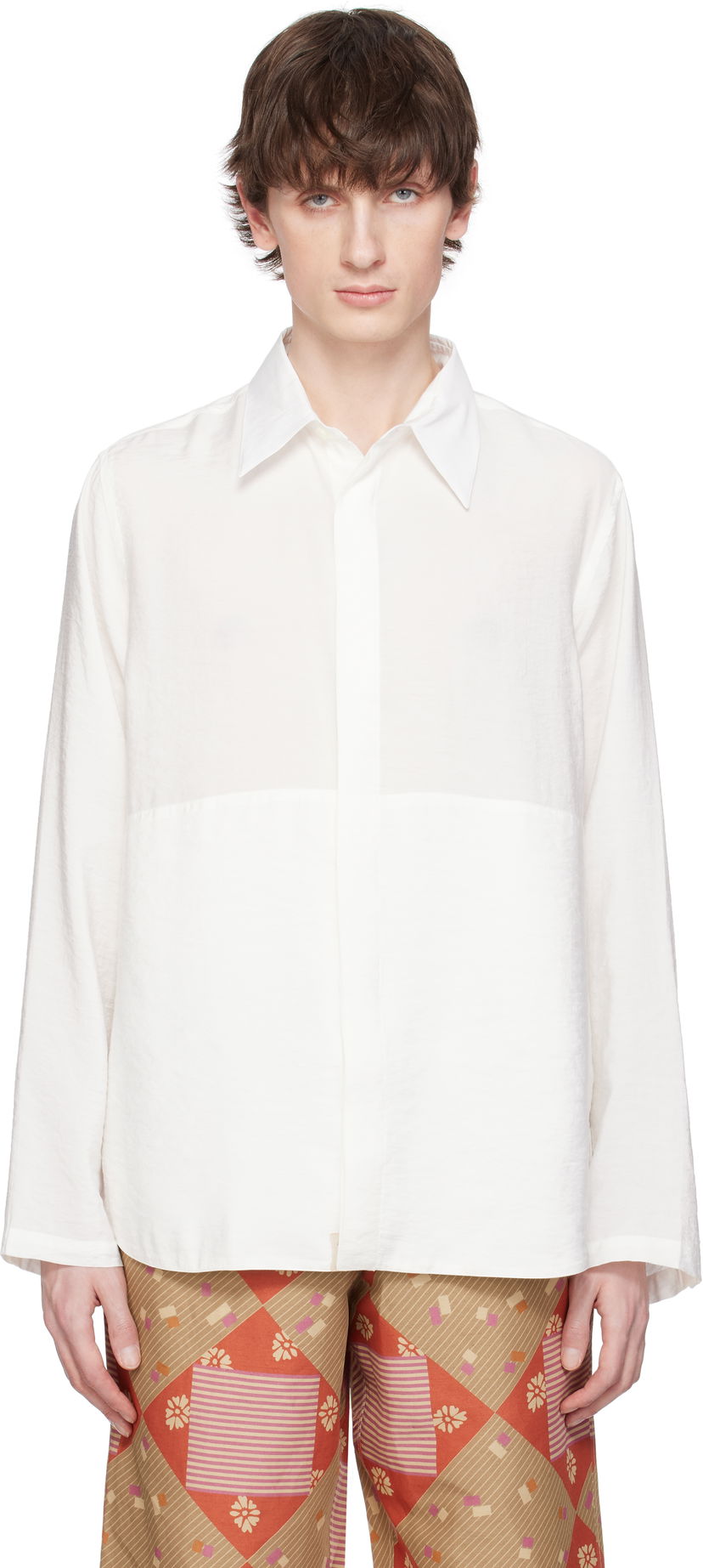Skjorta Ranra RANRA Maker Gauze Modal Poly Classic Shirt Vit | AMSS25LS01550