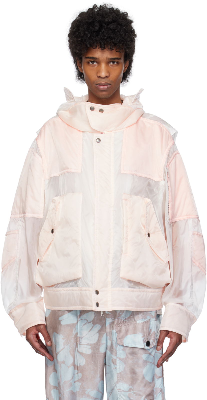 Vindjacka Dries Van Noten Dries Van Noten Satin Hooded Jacket Rosa | 251-020519-1256