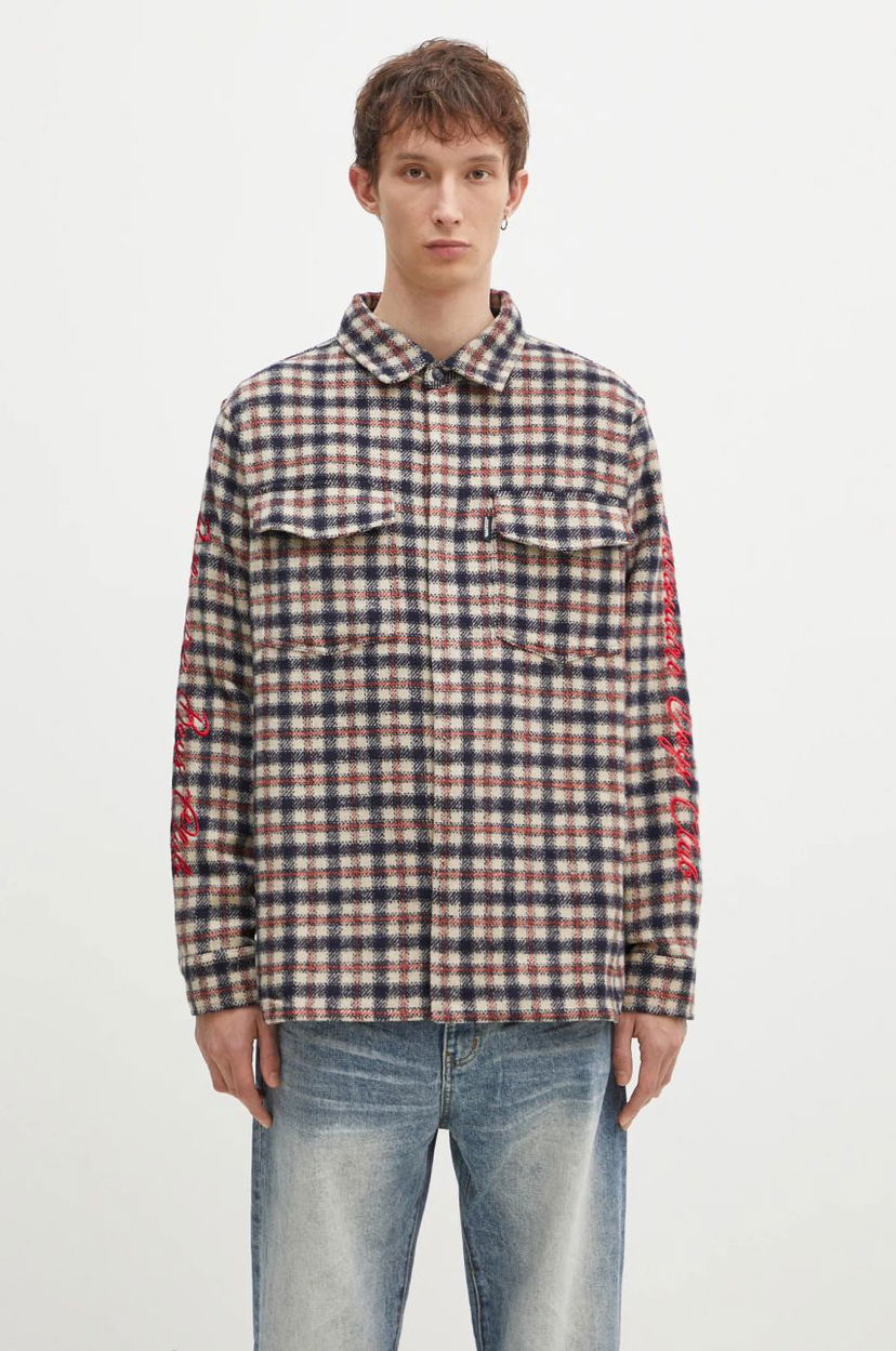 Skjorta BILLIONAIRE BOYS CLUB Men's Regular Fit Embroidered Checked Shirt Blå | B24429