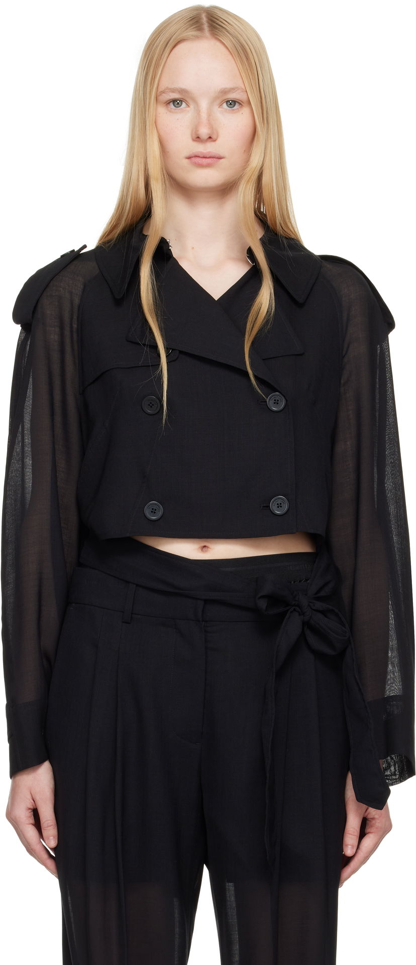 Trenchcoat Helmut Lang Helmut Lang Cropped Trench Coat Svart | P01HW101