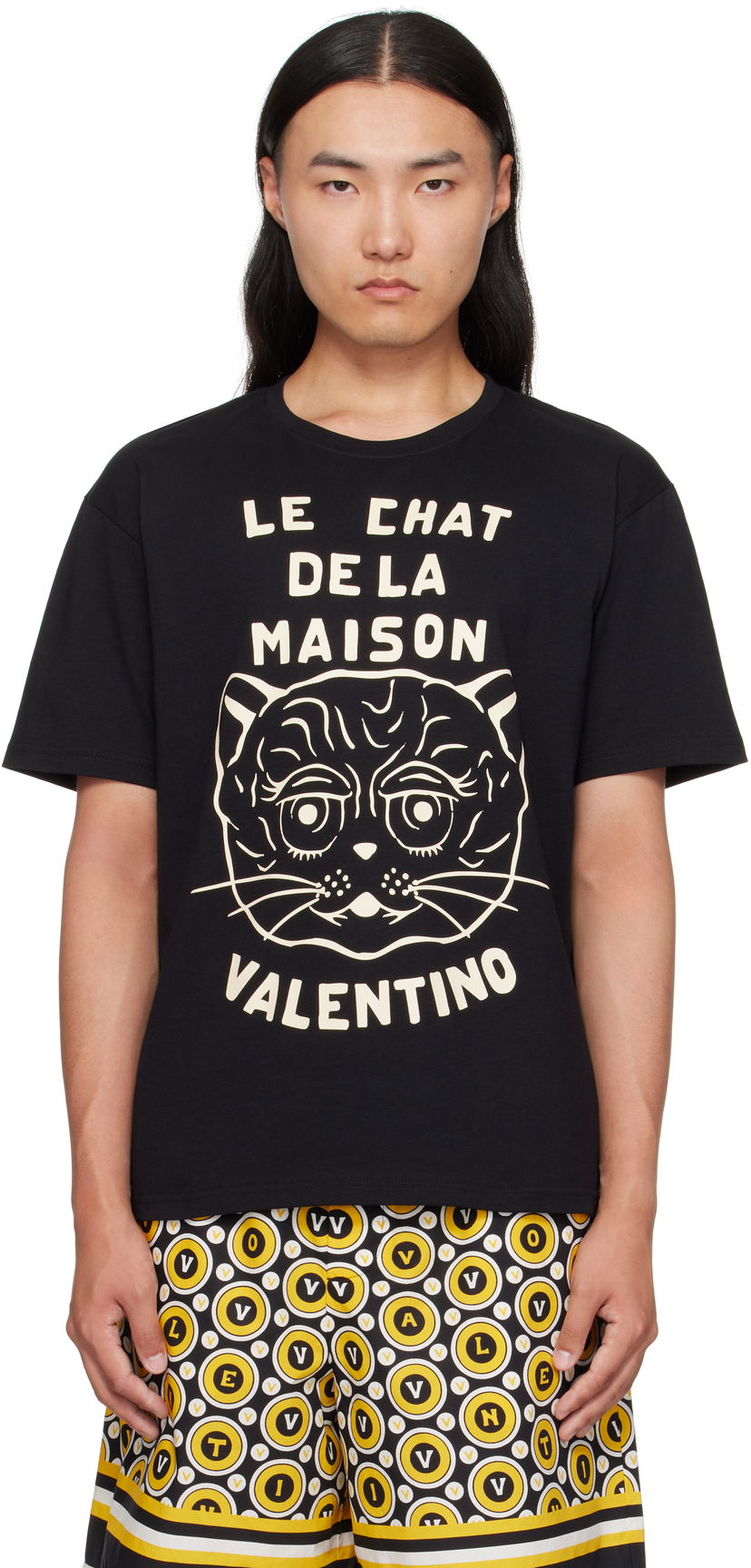 T-shirt Valentino Valentino 'Le Chat De La Maison' Cotton T-Shirt Svart | 7V3MG16PB32