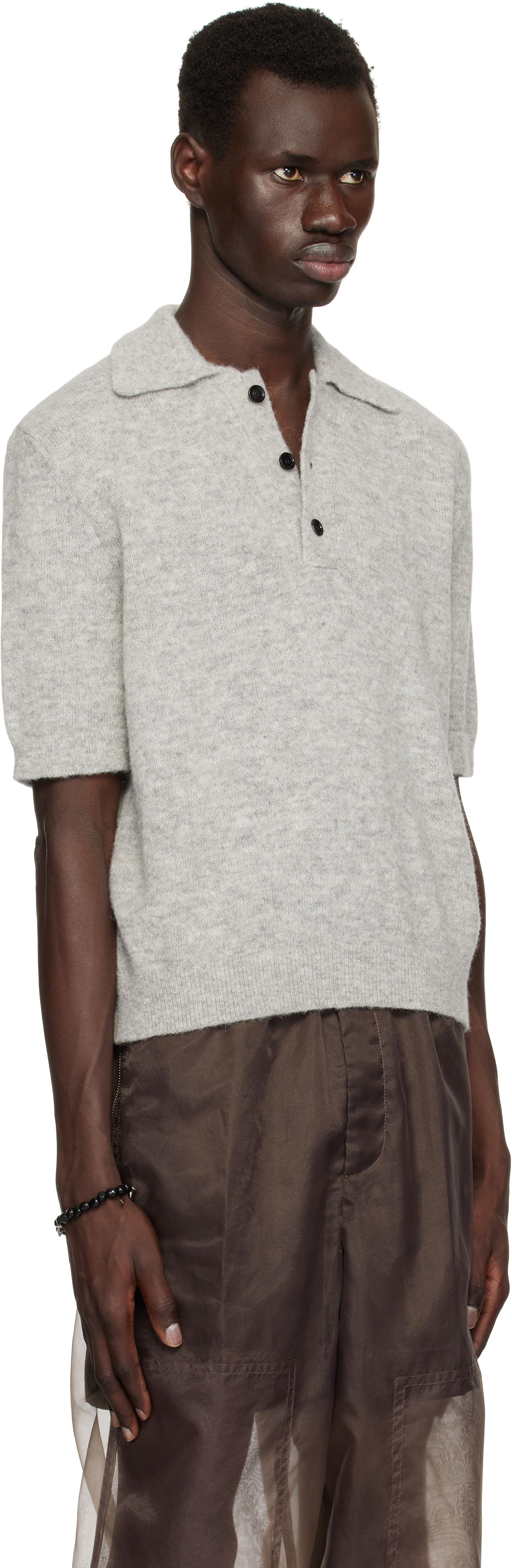 Sweater Dries Van Noten Dries Van Noten Alpaca Polo Grå | 251-021200-1703, 1