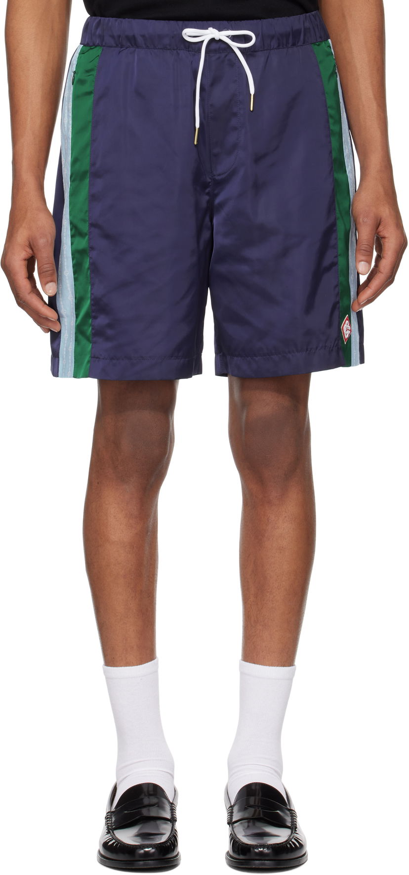 Shorts Casablanca Casablanca Pinstripe Laurel Track Shorts Mörkblå | MS25-TR-273-01