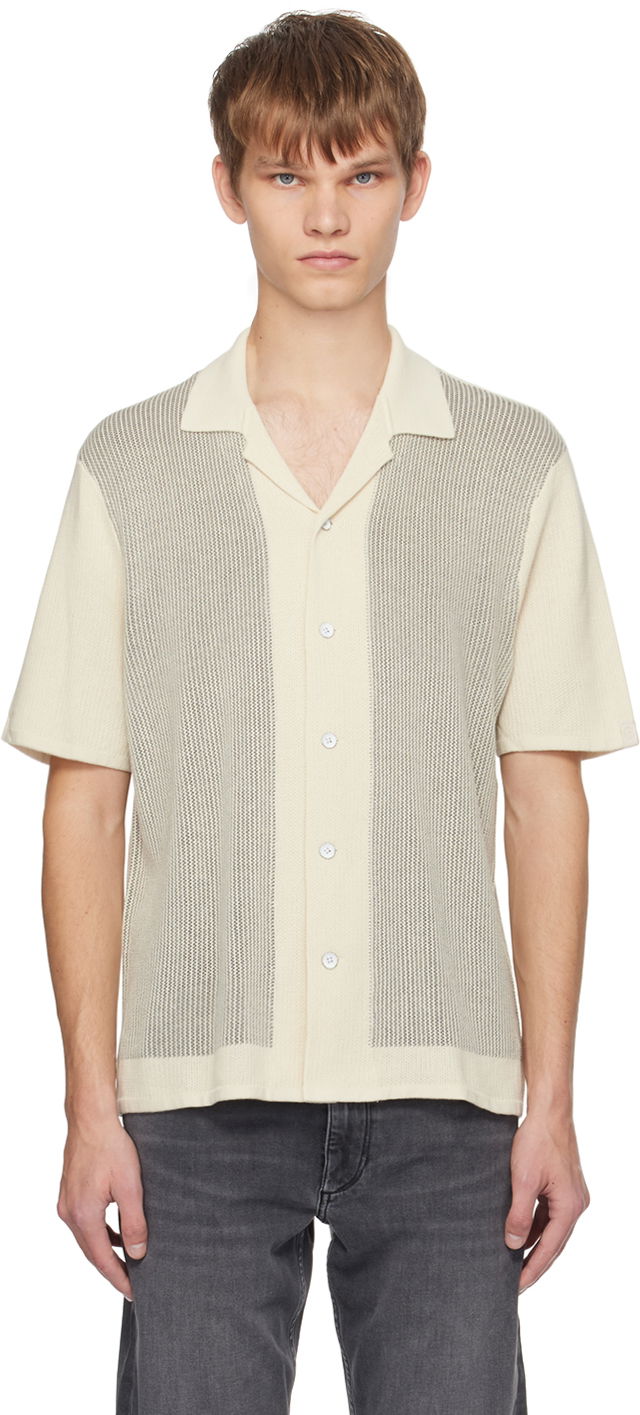 Skjorta rag & bone Harvey Striped Knitted Shirt Vit | MBS22S013KI13