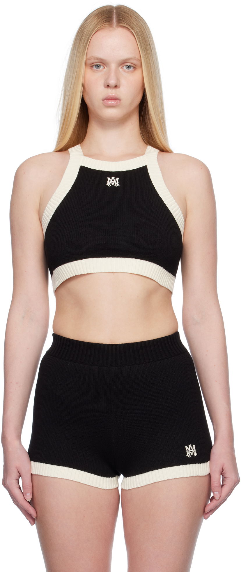 Linne AMIRI AMIRI MA Knit Cropped Tank Top Svart | AWKNTT1025