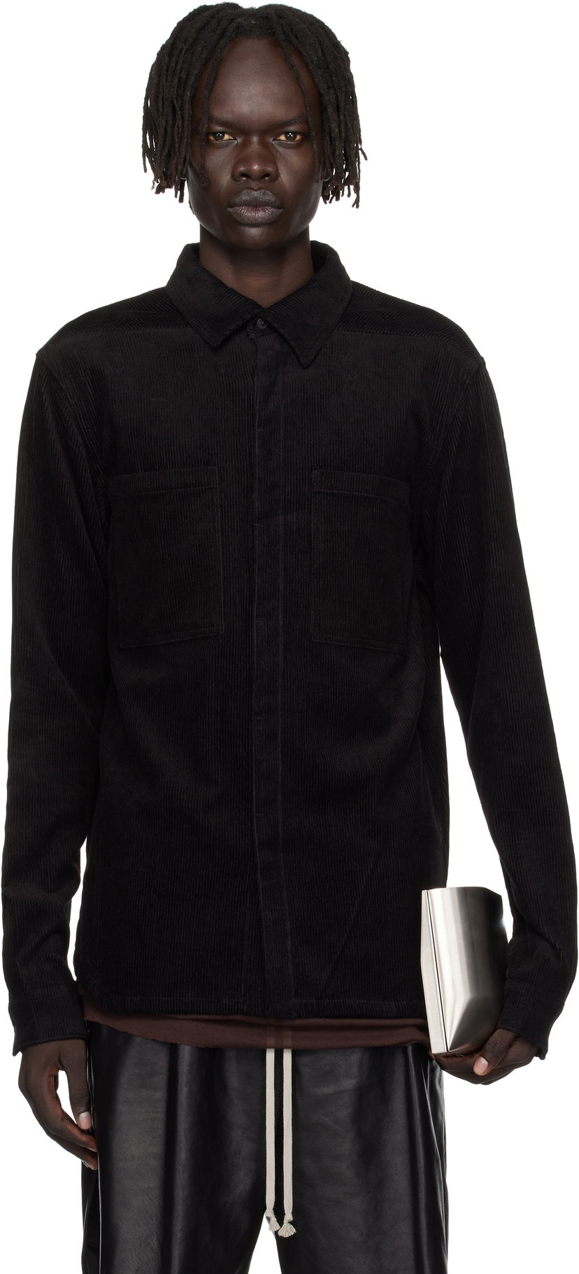 Skjorta Rick Owens Rick Owens Concordians Corduroy Work Shirt Svart | RU02E1292 MLC9