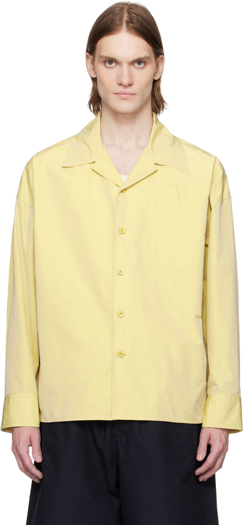 Skjorta Jil Sander Jil Sander Taffeta Camp Collar Shirt Gul | J21DL0224_J70005