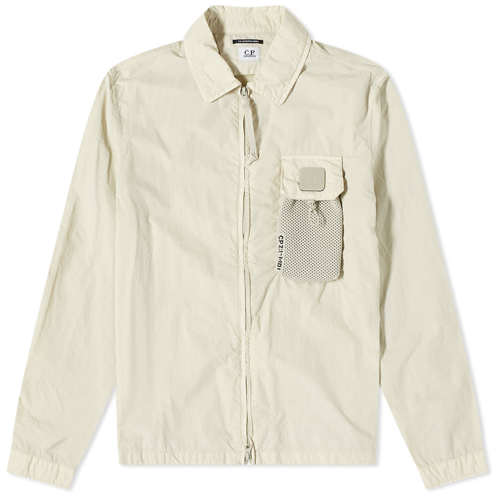 Jacka C.P. Company Metropolis Tech Patch Zip Overshirt Beige | 13CMOS129A-005991G-118, 0